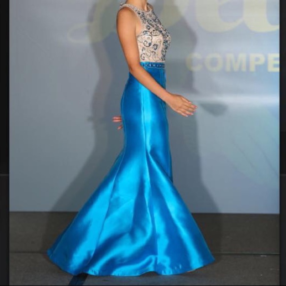 Blue Pageant Prom Dress